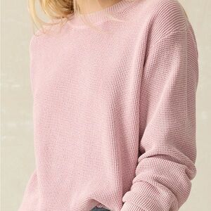 EUC Faherty Pink Zephyr Sunwashed Relaxed Waffle Crewneck Sweater Small